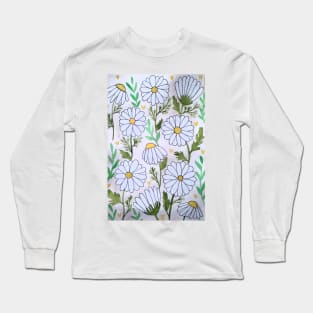 Watercolor daisy flowers Long Sleeve T-Shirt